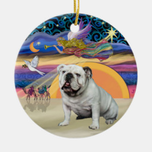 Weihnachtsstern - Weißer Englischer Bulldogge Keramikornament