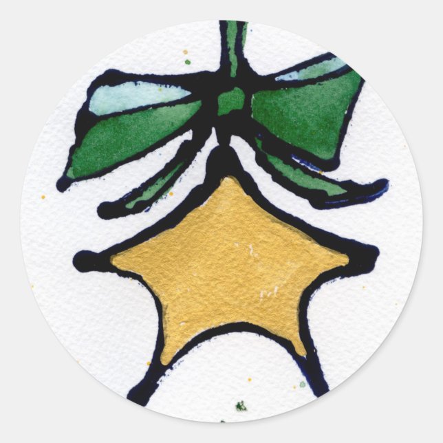 Weihnachtssternaufkleber Runder Aufkleber (Vorderseite)