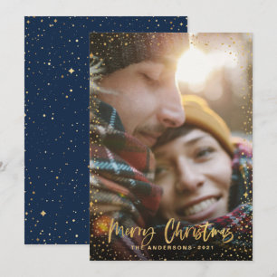 Weihnachtssterne - Gold Drehbuch 1 Foto Feiertagskarte