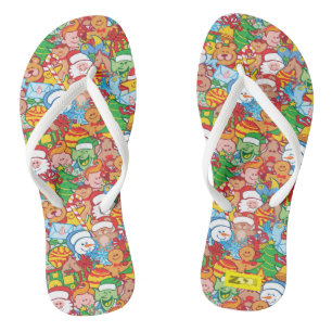 Weihnachtssterne sind bereit, Spaß zu haben und gr Flip Flops