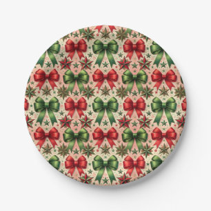 Weihnachtssterne und Bows Muster Pappteller