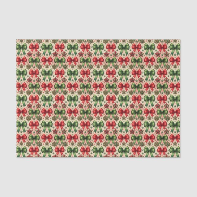 Weihnachtssterne und Bows Muster Seidenpapier (Vorderseite)