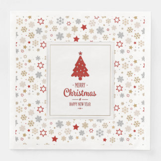 Weihnachtssterne und Schneeflocken Muster Serviette
