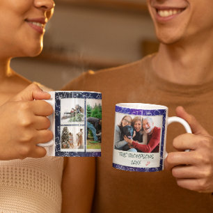 Weihnachtssternennacht-Kritzeleien 6 Foto-Familien Kaffeetasse