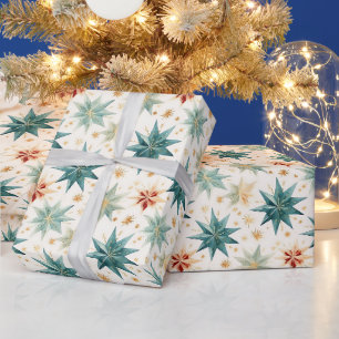 Weihnachtssternornamente Grün Gold Weihnachten Geschenkpapier