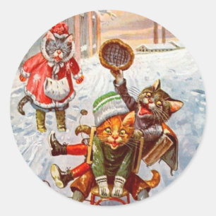 Weihnachtssticker, Arthur Thiele Cats Runder Aufkleber
