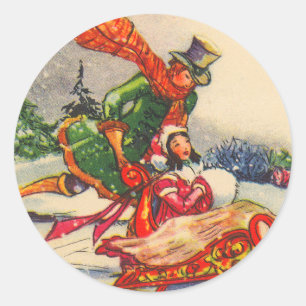 Weihnachtssticker im viktorianischen Stil Runder Aufkleber