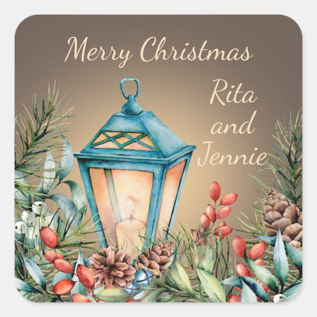 Weihnachtssticker Quadratischer Aufkleber (Vorderseite)