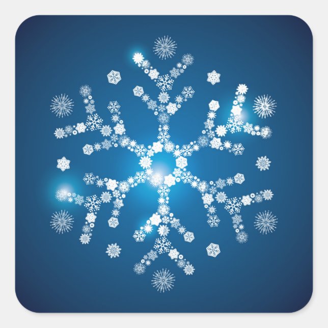 Weihnachtssticker-Snowflake Quadratischer Aufkleber (Vorderseite)