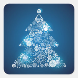 Weihnachtssticker-Snowflakes-Baum Quadratischer Aufkleber