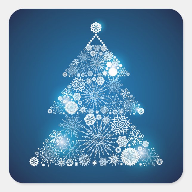 Weihnachtssticker-Snowflakes-Baum Quadratischer Aufkleber (Vorderseite)