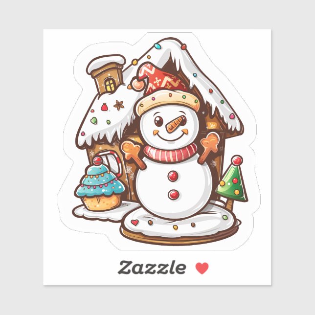 Weihnachtssticker: Snowman & Gingerbrot Aufkleber (Blatt)