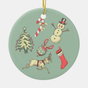 Weihnachtsstil im Vintage-Look Keramik Ornament