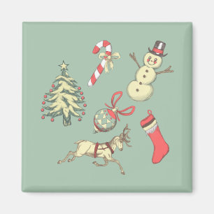Weihnachtsstil im Vintage-Look Magnet