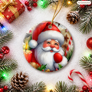 Weihnachtsstil Santa Claus benutzerdefiniertes Wei Keramik Ornament