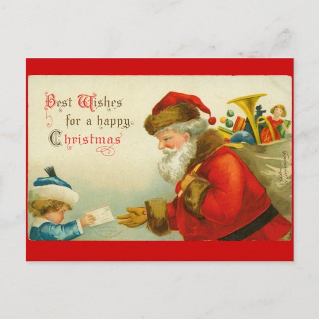 Weihnachtsstil Vintag Feiertagspostkarte (Vorderseite)