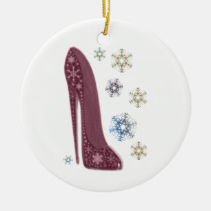 WeihnachtsStilett-Schuh-und Schneeflocke-Kunst Keramikornament