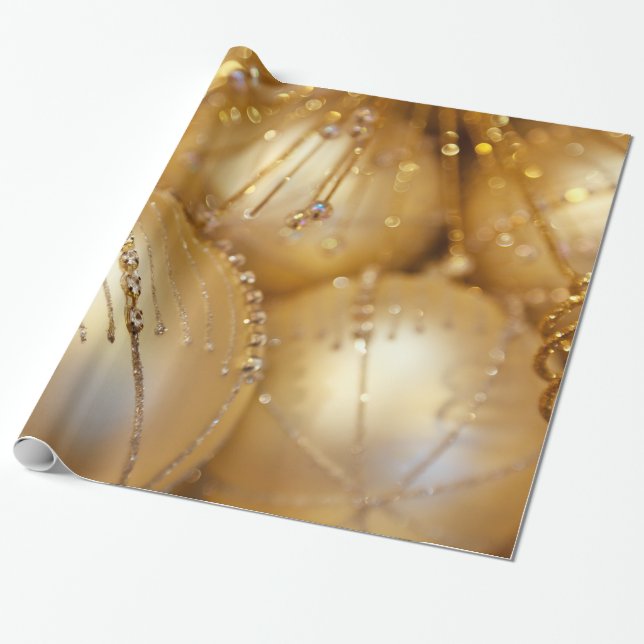 Weihnachtsstilvolles glänzendes Gold verziert Geschenkpapier (Ungerollt)