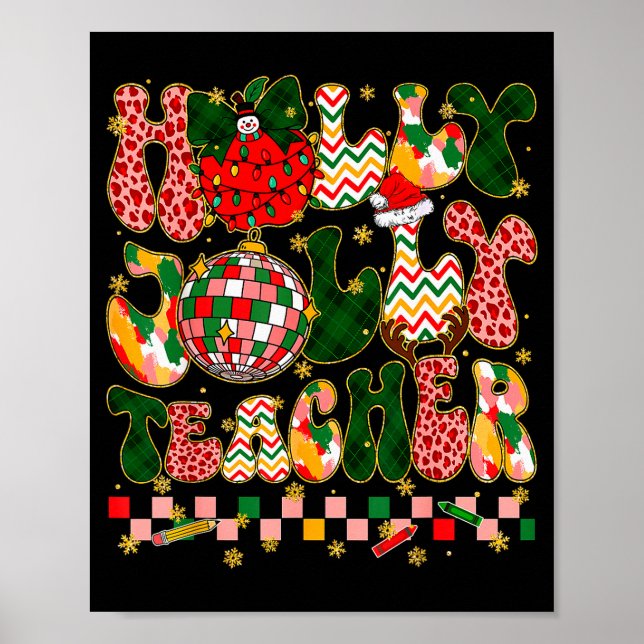 Weihnachtsstimmung Lehrer Leopard Schneemann Xmas  Poster (Vorne)