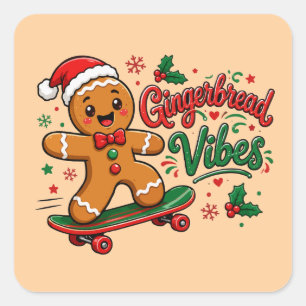 Weihnachtsstimmung mit Lebkuchen Skateboard Quadratischer Aufkleber