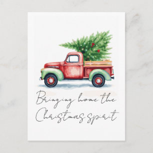 Weihnachtsstimmung nach Hause bringen - Roter LKW Postkarte