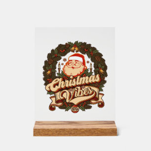 Weihnachtsstimmung Santa Claus Kranz Glocken Acrylschild