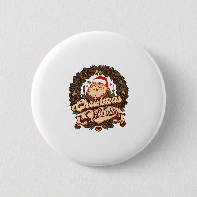 Weihnachtsstimmung Santa Claus Kranz Glocken Button (Vorderseite)