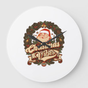 Weihnachtsstimmung Santa Claus Kranz Glocken Große Wanduhr