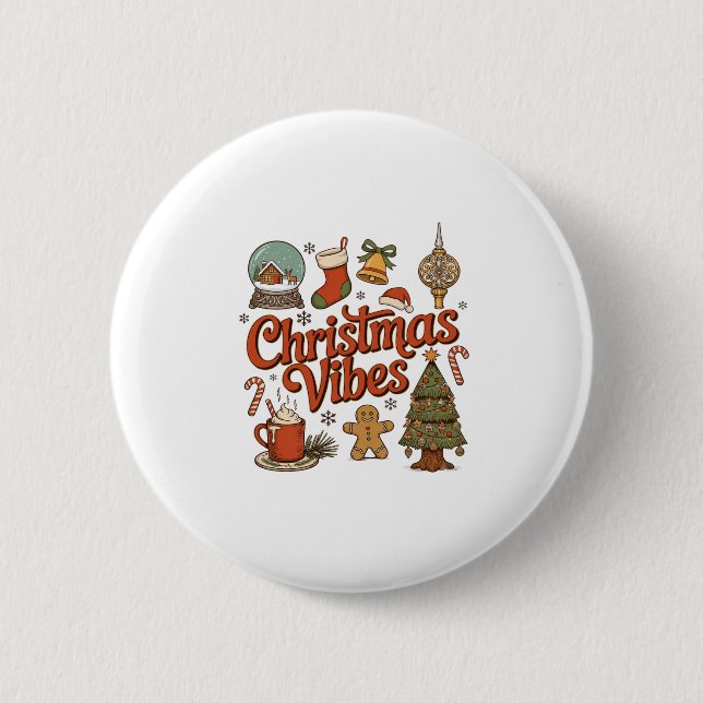 Weihnachtsstimmung Schneekugel Lebkuchenmann Baum Button (Vorderseite)