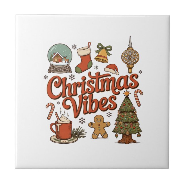 Weihnachtsstimmung Schneekugel Lebkuchenmann Baum Fliese (Vorderseite)