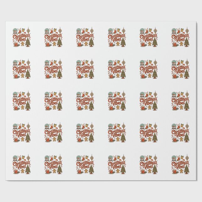 Weihnachtsstimmung Schneekugel Lebkuchenmann Baum Geschenkpapier (Flach)
