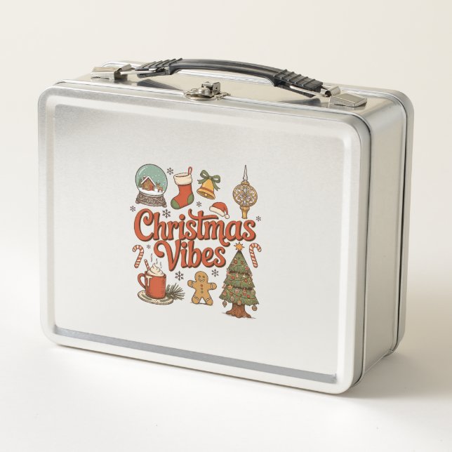 Weihnachtsstimmung Schneekugel Lebkuchenmann Baum Metall Brotdose (Vorderseite)