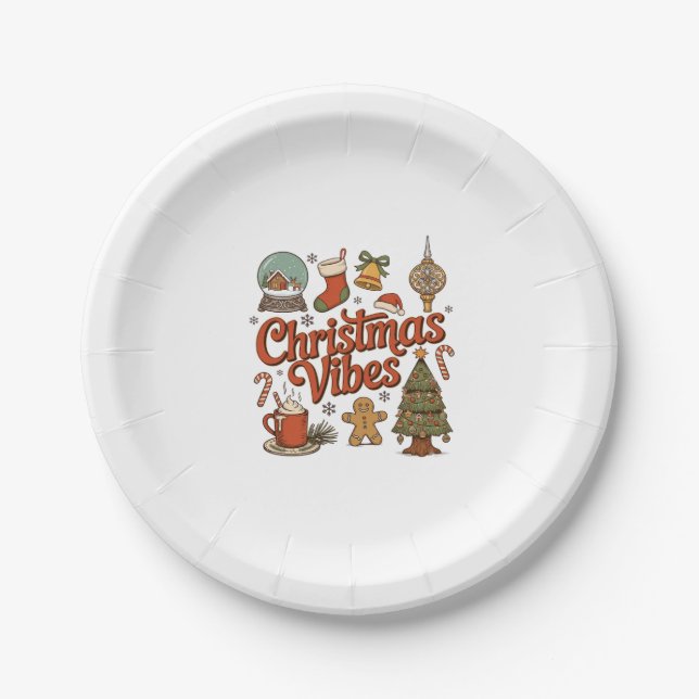Weihnachtsstimmung Schneekugel Lebkuchenmann Baum Pappteller (Vorderseite)