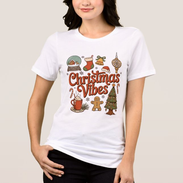 Weihnachtsstimmung Schneekugel Lebkuchenmann Baum Tri-Blend Shirt (Vorderseite)