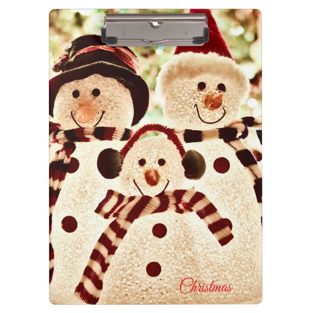 Weihnachtsstimmung Schneemann Feier Klemmbrett (Vorderseite)