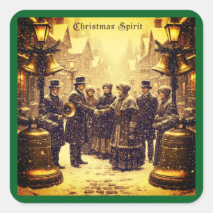 WEIHNACHTSSTIMMUNG TRADITIONELLES DESIGN QUADRATISCHER AUFKLEBER