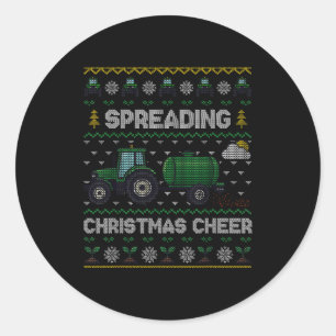 Weihnachtsstimmung verbreiten Lustiger Landwirtsch Runder Aufkleber