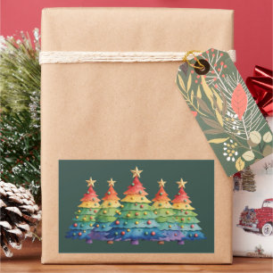 Weihnachtsstolz Regenbogen LGBTQ Gleichberechtigun Rechteckiger Aufkleber