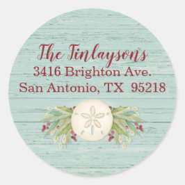 Weihnachtsstrand-Rücksendeadresse Runder Aufkleber