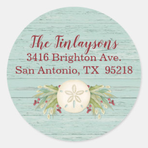 Weihnachtsstrand-Rücksendeadresse Runder Aufkleber