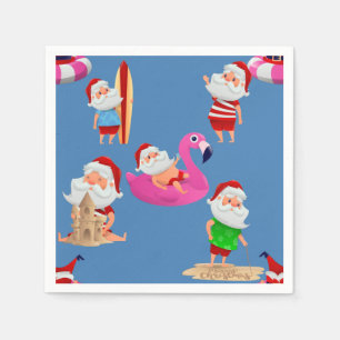 Weihnachtsstrand Santa Claus Urlaub Serviette