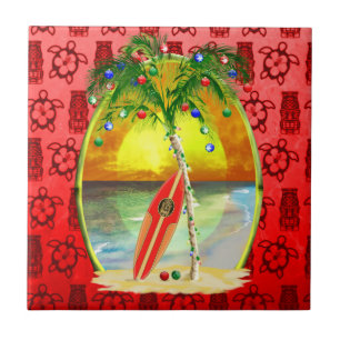 Weihnachtsstrand-Sonnenuntergang Fliese