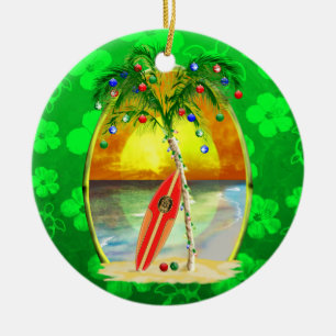 Weihnachtsstrand-Sonnenuntergang Keramik Ornament