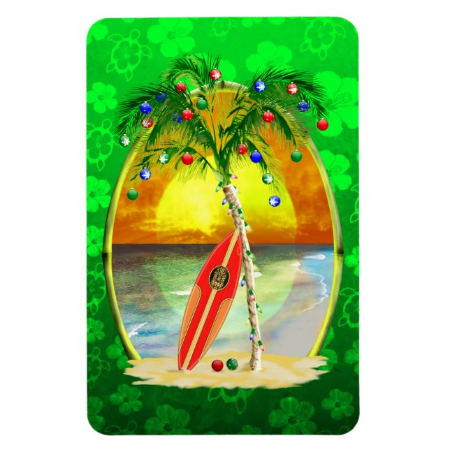 Weihnachtsstrand-Sonnenuntergang Magnet (Vertikal)