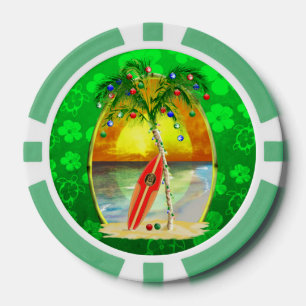 Weihnachtsstrand-Sonnenuntergang Pokerchips
