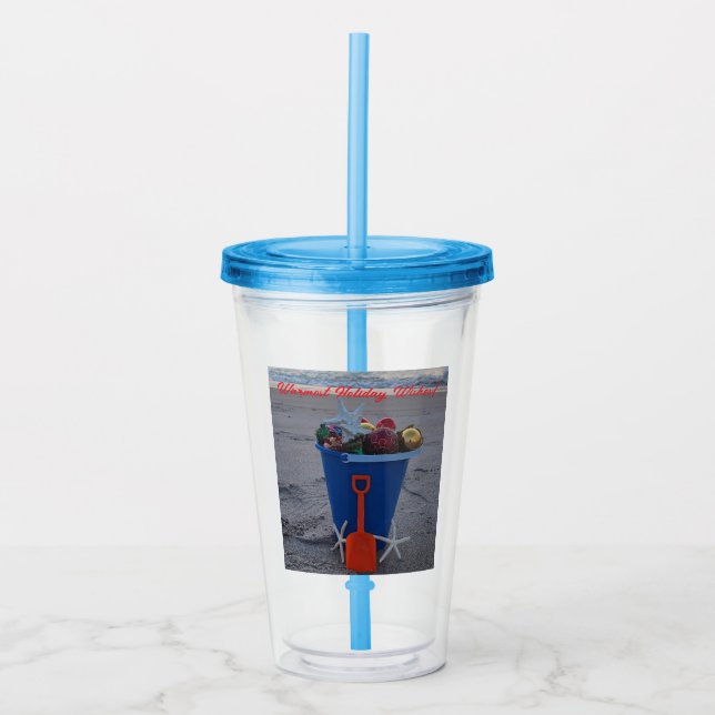 Weihnachtsstrand Thema Acrylic Tumbler Acryltrinkbecher (Vorderseite)