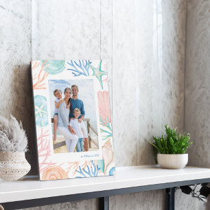 Weihnachtsstrand Wasserfarbe Seashell Foto Fotoplatte