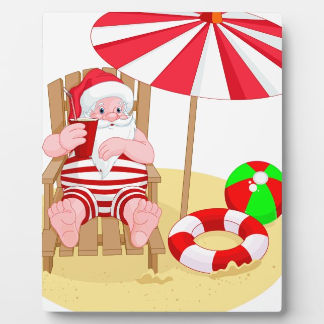 weihnachtsstrand weihnachtsmann fotoplatte (Vorderseite)