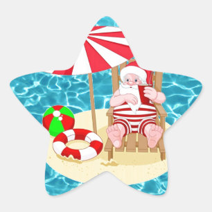 weihnachtsstrand weihnachtsmann Stern-Aufkleber
