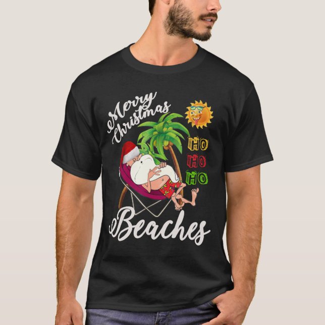 Weihnachtsstrände Sonnenbrille Urlaub T-Shirt (Vorderseite)